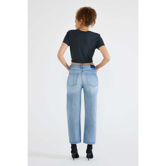 Blue Denim Etica Asymmetrical Crossover Waist Cropped Straight Leg Jeans (NWT) - Picture 4 of 5
